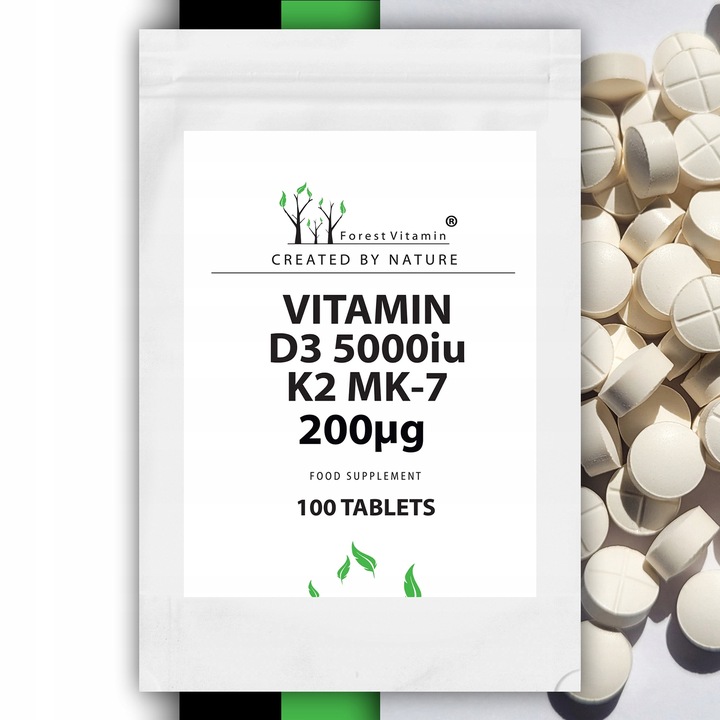 WITAMINA D3 5000 iu+K2 MK-7 200 mcg 100 tab NOWOŚĆ