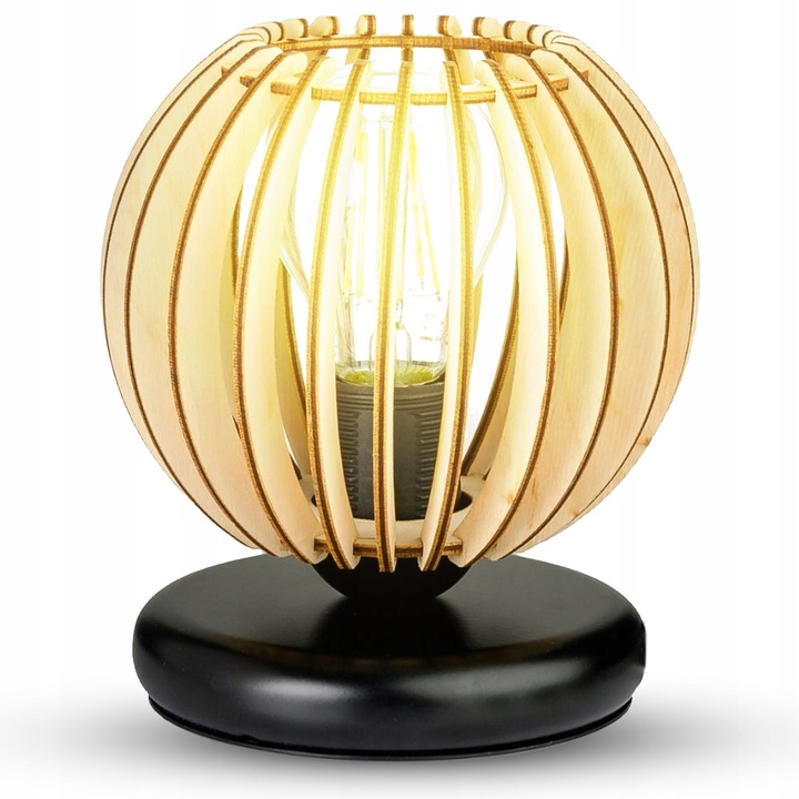 LAMPKA NOCNA LAMPA STOŁOWA DREWNIANA LOFT RETRO E27 DO SYPIALNI DO