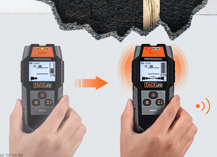 WYKRYWACZ PRZEWODÓW KABLI METALU DREWNA DETEKTOR NAPIĘCIA TACKLIFE