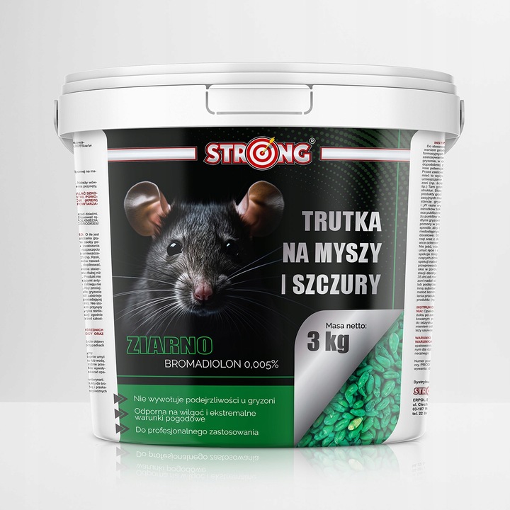 ZATRUTE ZIARNO NA MYSZY I SZCZURY TRUTKA ZBOŻOWA STRONG BROMADIOLON 3