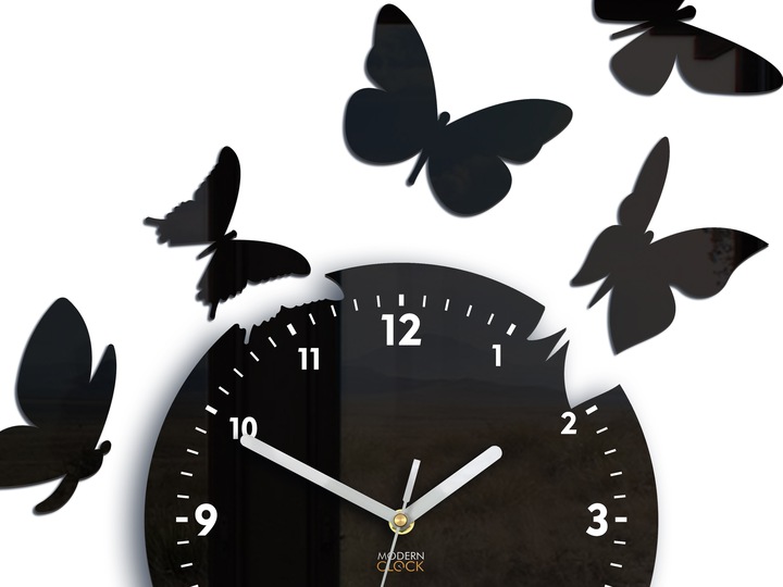 Zegar ścienny MOTYLE 14 czytelny i CICHY - Lustro