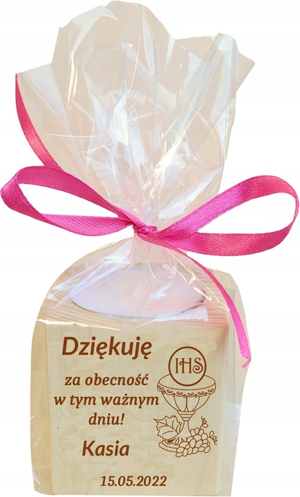 Podziękowanie dla Gości Komunia Chrzest piękny świecznik 10 szt grawer
