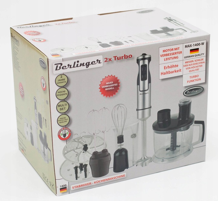 Blender ręczny robot kuchenny 1400W metalowy mikser, trzepaczki