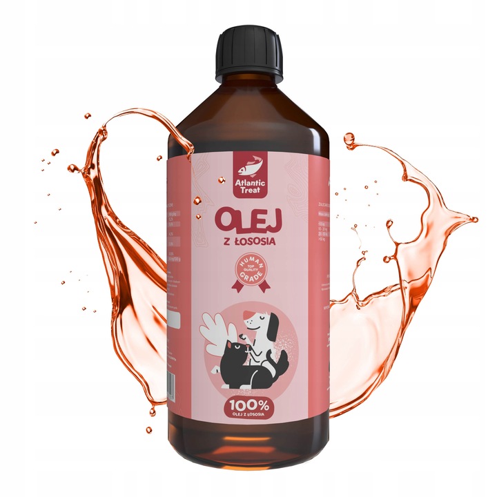 OLEJ Z ŁOSOSIA DLA PSA KOTA PSÓW KOTÓW 100% Omega 3 6 BARF Nierafinowany 1L