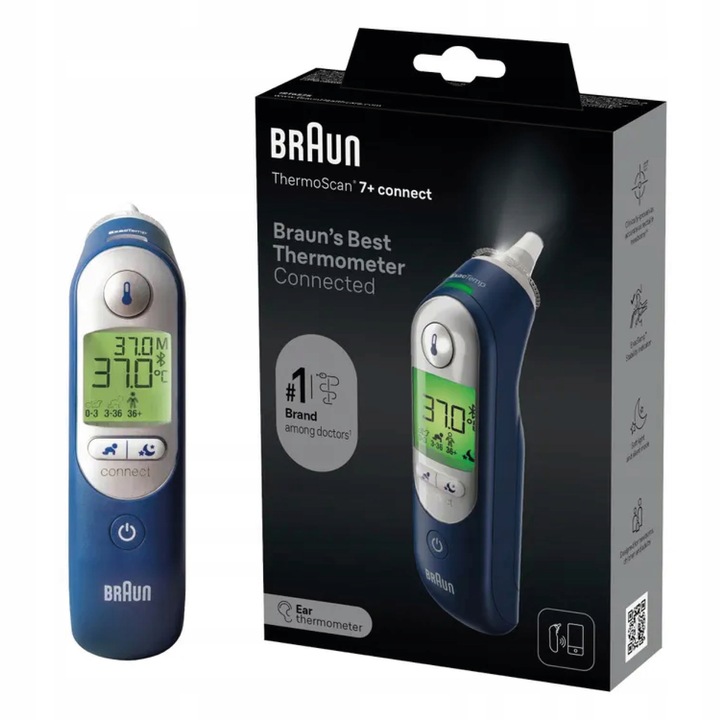 TERMOMETR DOUSZNY DOKŁADNY BRAUN THERMOSCAN 7+ CONNECT IRT6575 BLUETOOTH