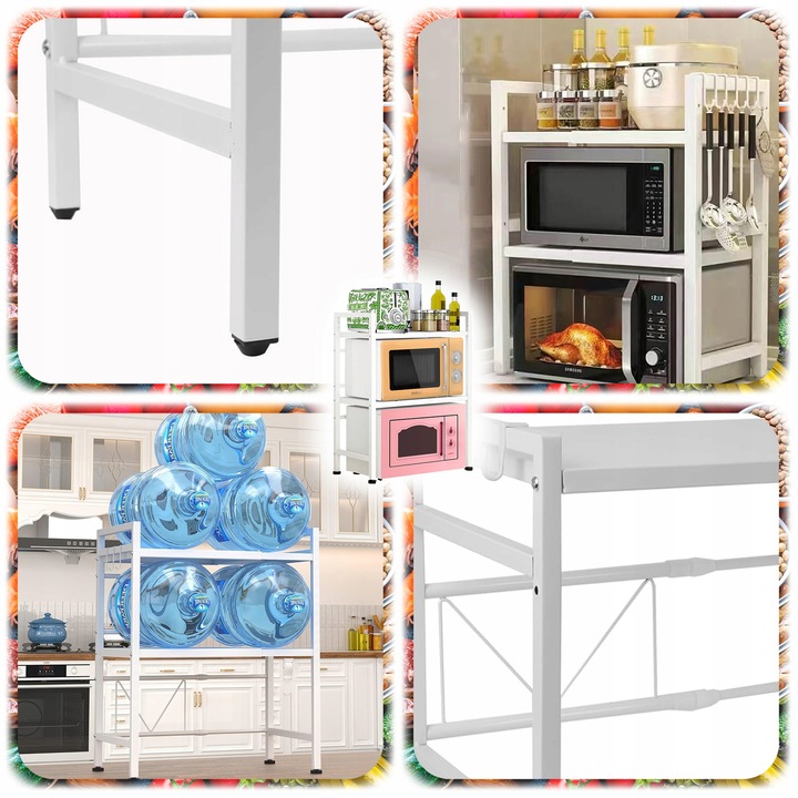 PÓŁKA NA MIKROFALÓWKĘ STOJAK REGAŁ KUCHENNY PRZYPRAWY REGULOWANA