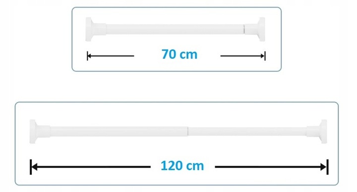 DRĄŻEK ROZPOROWY DO SZAFY PRALNI ZASŁON GARDEROBY REGULOWANY 50-80cm BIAŁY
