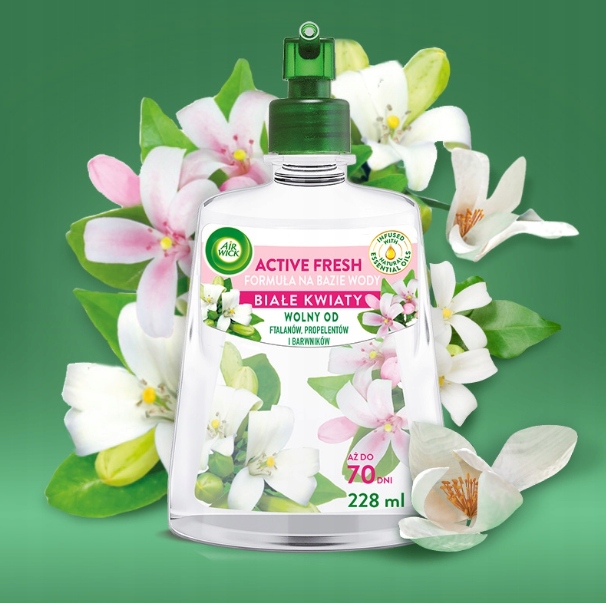 Air Wick Active Fresh Odświeżacz Powietrza WKŁAD Białe Kwiaty ZAPAS 228 ml