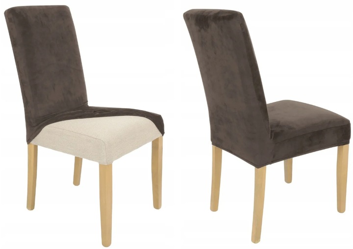 6 SZT POKROWIEC NA KRZESŁO POKROWCE KAKAOWY BRĄZ ELASTYCZNY GRUBY