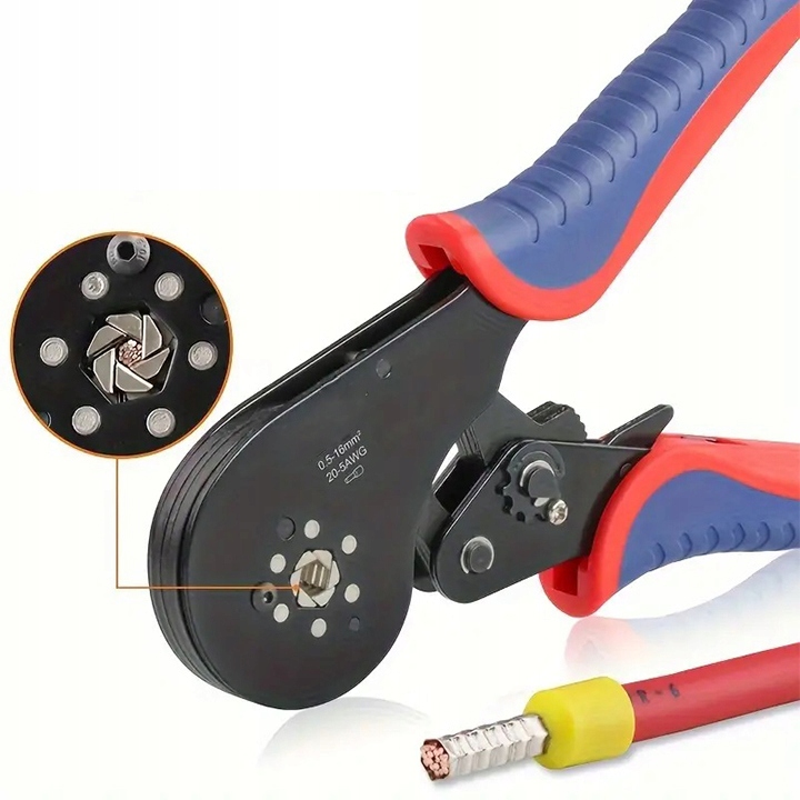 ZACISKARKA PRASKA DO TULEJEK KONEKTORÓW KABLI 0,08 -16 ² SZEŚCIOKĄTNA