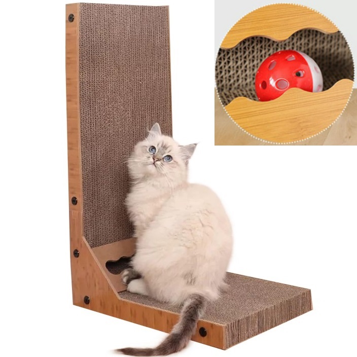 Drapak Narożny Wytrzymały Dla Kota Zabawka z Piłką Tektura Do Drapania 60cm