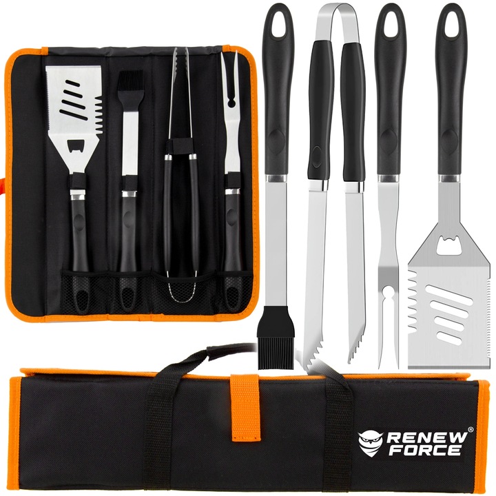 STALOWY Zestaw grillowy akcesoria przybory do grilla 4w1 +etui SUPER