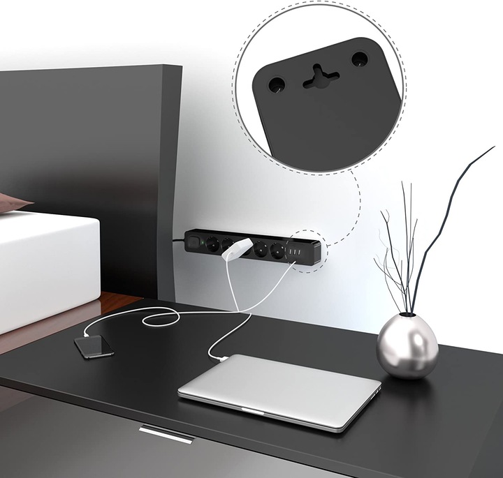 Listwa Zasilająca Przedłużacz z 3xUSB z Włącznikiem Antyprzepięciowa 1,5m