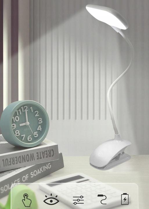 Lampka Na Biurko Biurkowa Na Klips LED 5W Ściemniana z Klipsem Na USB