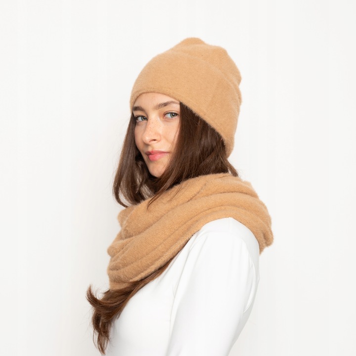 ALPAKA komplet CZAPKA WYWIJANA + KOMIN