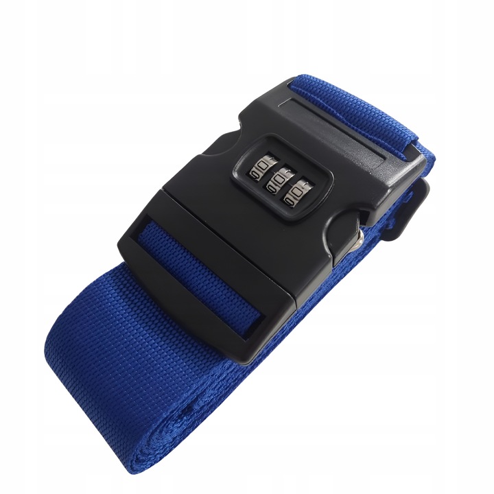 PAS DO WALIZKI ZABEZPIECZAJĄCY SPINAJĄCY BAGAŻ PODWÓJNY Z SZYFREM NIEBIESKI