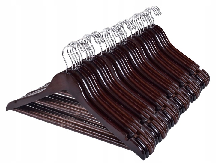WIESZAK DREWNIANY ZESTAW 30x WIESZAKI DREWNIANE BRĄZOWE NA UBRANIA DO