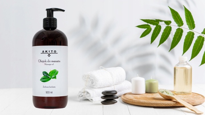 OLEJEK DO MASAŻU AKITO ZIELONA HERBATA OLEJ ARGANOWY NAWILŻAJĄCY 500ML