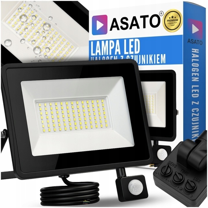 Halogen LED 50W Lampa Naświetlacz z Czujnikiem Ruchu Zmierzchu