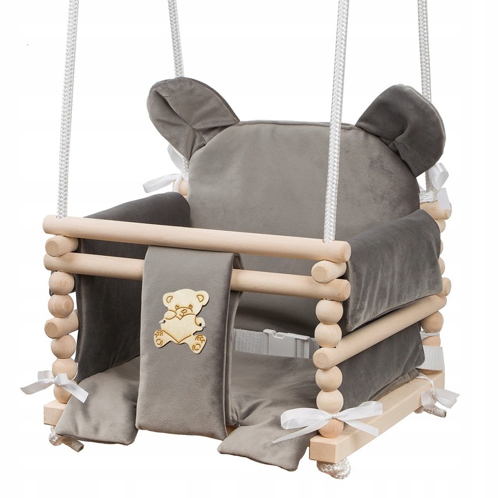 HUŚTAWKA DLA DZIECI DO DOMU I OGRODU TARAS 3W1 MOCNA DREWNIANA podusie