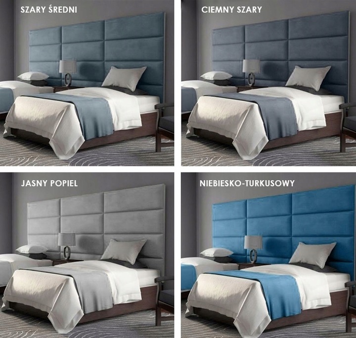 60X40 PANELE ŚCIENNE TAPICEROWANE WEZGŁOWIE WELUR KING VELVET