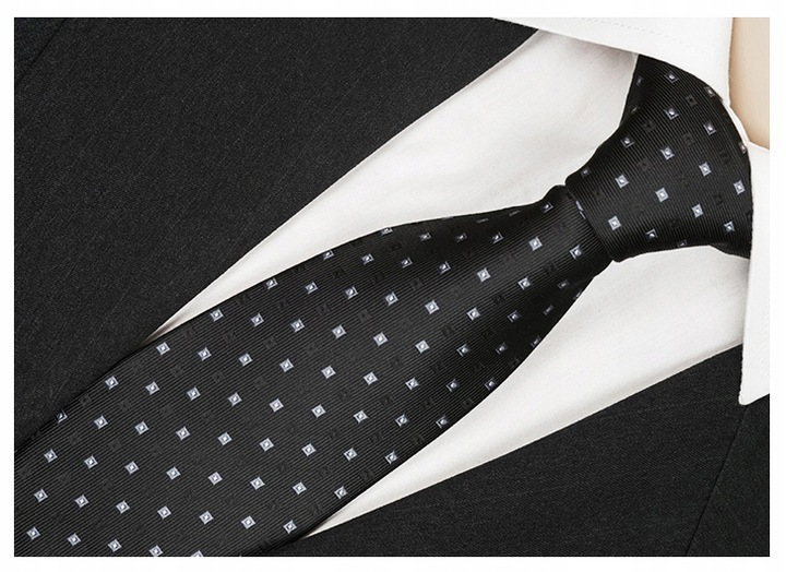 ŻAKARDOWY Krawat Klasyczny w Romby CZARNY rc254