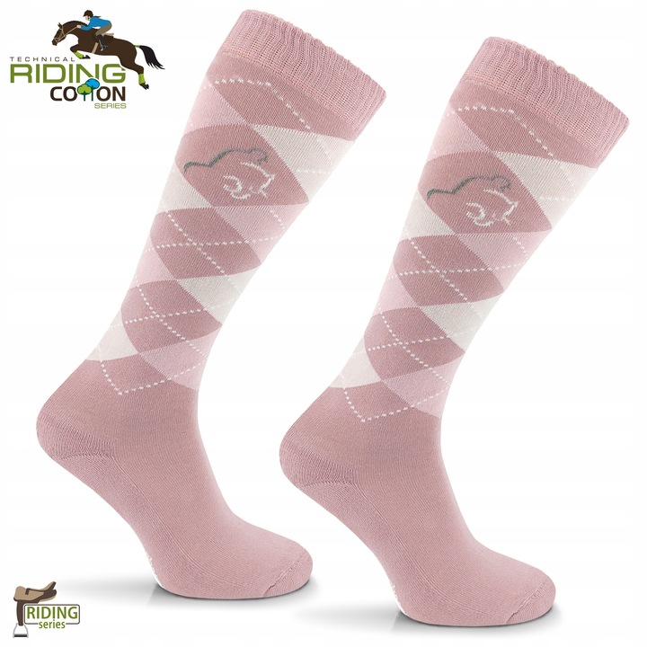 Wygodne bawełniane skarpety do jazdy konno w romby Comodo 80% bawełny 35-38
