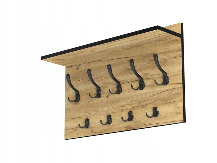 duży wieszak ścienny na ubrania dąb, hak czarny