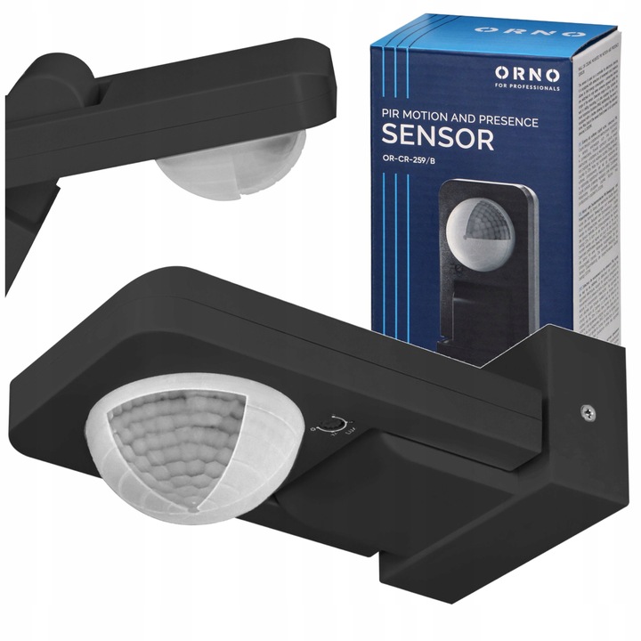 CZUJNIK RUCHU ZMIERZCHU ZEWNĘTRZNY LED CZUJKA REGULACJA 360 20M CZARNY