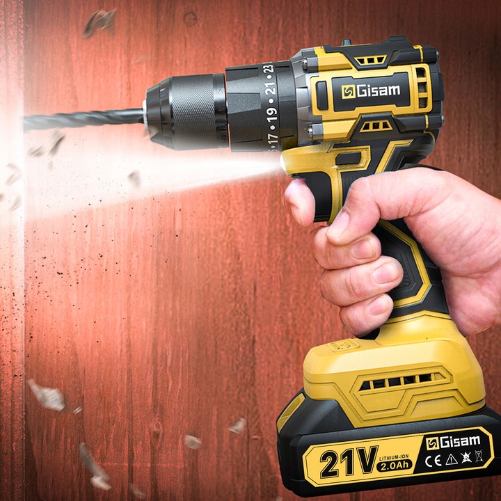 Zestaw bezszczotkowej wiertarki udarowej/wkrętarki 21V - 2 baterie +