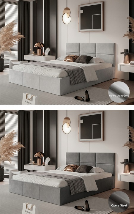 ŁOŻKO TAPICEROWANE PORTO Z PODNOSZONYM STELAŻEM POJEMNIKIEM POŚCIEL 180x200