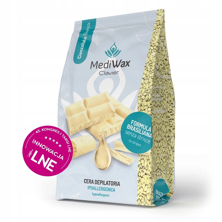 Wosk Twardy Dropsy Do Depilacji MediWax Clavier White Chocolate - 1000