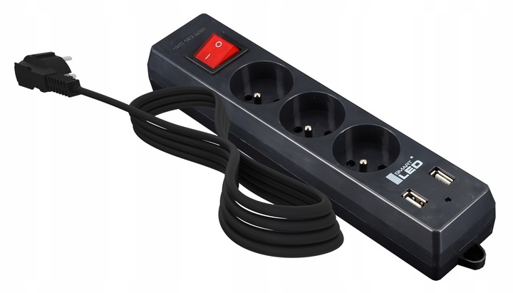 Przedłużacz listwa zasilająca 3metry ładowarka USB