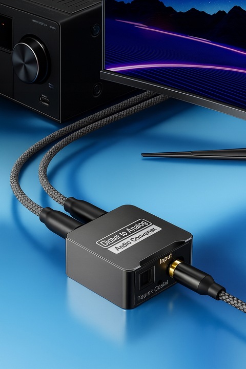 KONWERTER PRZEJŚCIÓWKA DAC ADAPTER OPTYCZNY COAXIAL TOSLINK DO 2x RCA