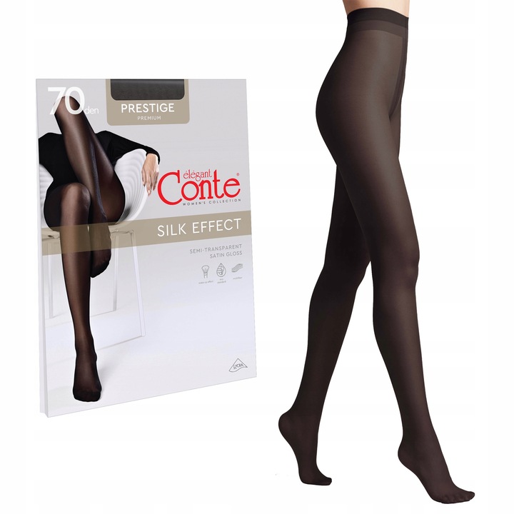 Rajstopy gładkie Conte Elegant regular 70den czarny Nero rozmiar 5