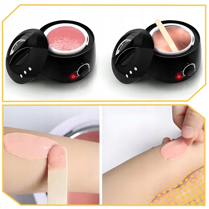 PODGRZEWACZ WOSKU + TWARDY WOSK 400g+100 PATYCZKÓW ZESTAW DO DEPILACJI