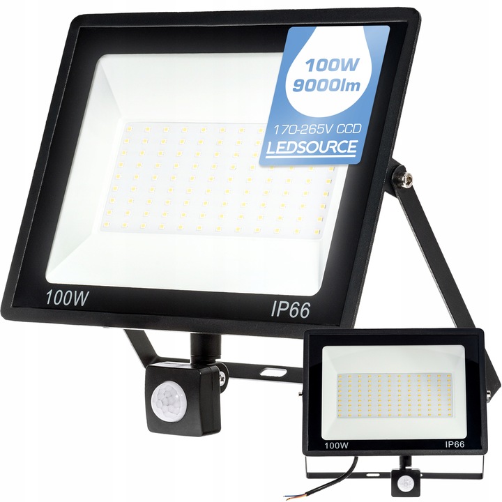 Halogen Naświetlacz 100W LED ZEWNĘTRZNY LAMPA Czujnik RUCHU ZMIERZCHU Garaż