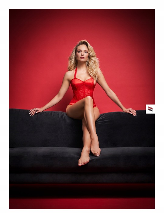 OBSESSIVE DIYOSA czerwony gorset i stringi XS/S