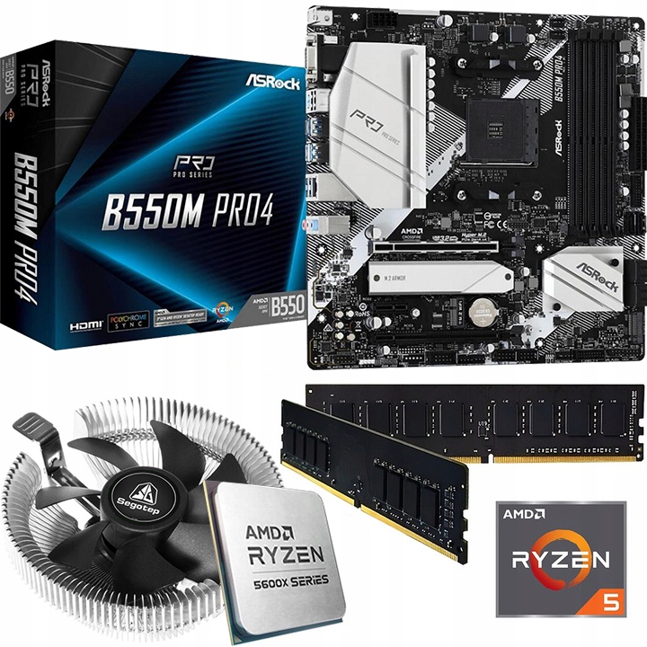 ZESTAW DO GIER PROCESOR RYZEN 5 5600X PŁYTA GŁÓWNA B550 PAMIĘĆ 16GB DDR4
