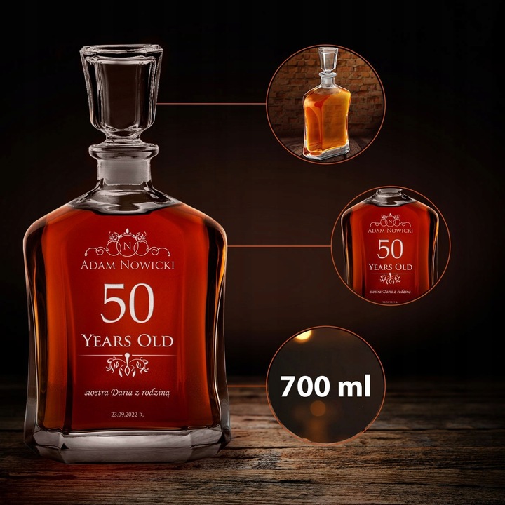 Karafka z Grawerem ze Szklankami Prezent dla Faceta Niego na 50 Urodziny