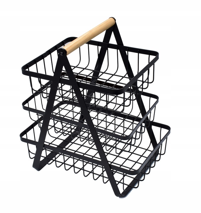 Koszyk TRZYPOZIOMOWY 3 piętrowy na owoce warzywa metalowy czarny Z