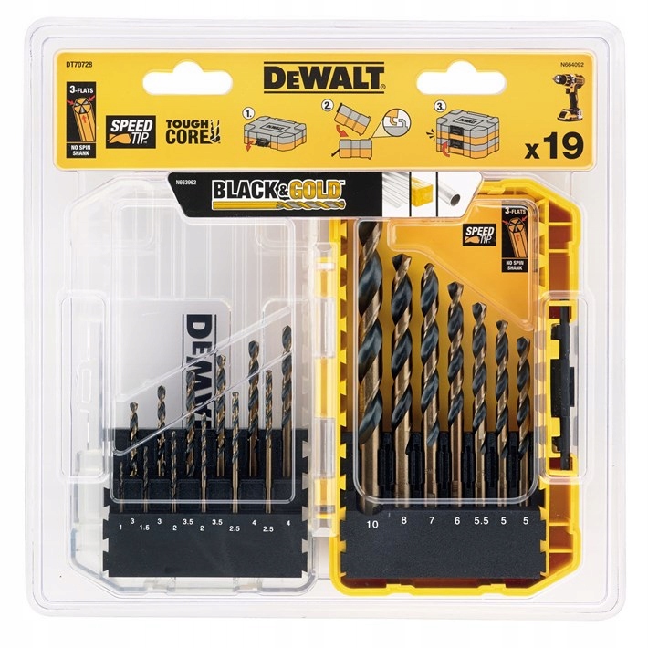 DEWALT ZESTAW WIERTEŁ WIERTŁA HSS-G DO METALU I DREWNA 19EL 1-10mm