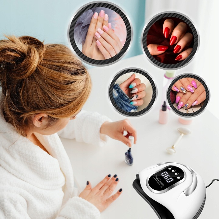 MOCNA LAMPA DO PAZNOKCI HYBRYD ŻELI UV LED SUN X10 MAX LCD Z RĄCZKĄ