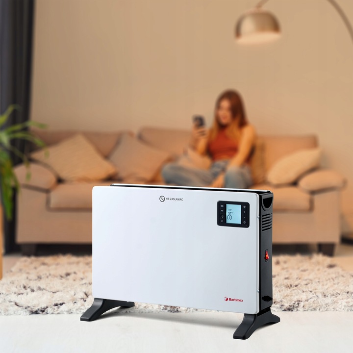 GRZEJNIK ELEKTRYCZNY WiFi KALORYFER KONWEKTOROWY 2000W + PILOT LCD