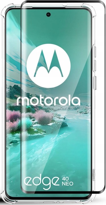 Etui do MOTOROLA EDGE 40 NEO PANCERNE RING 360° Szkło 3D z czytnikiem linii