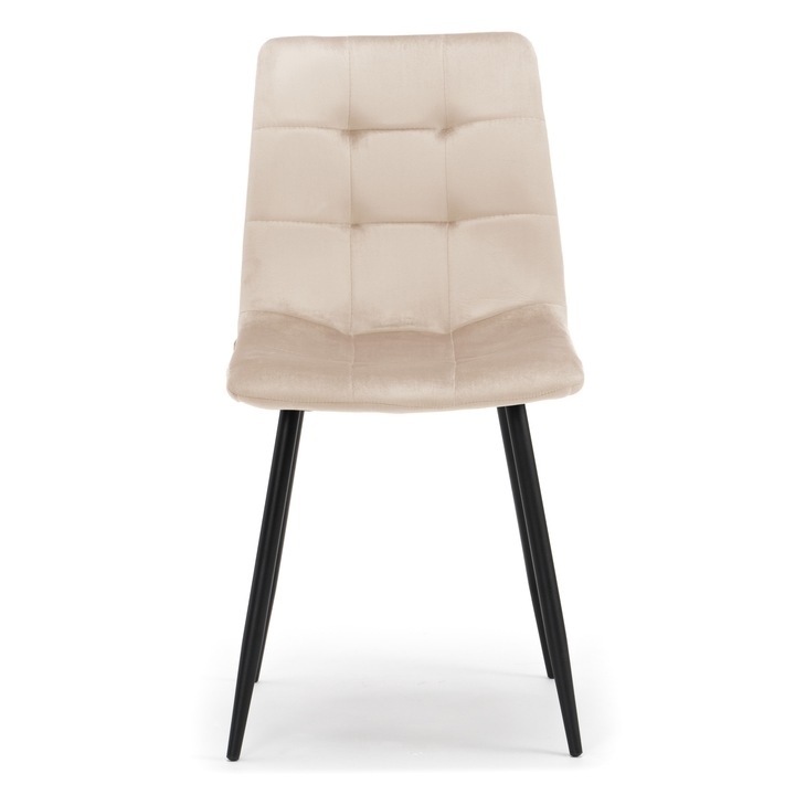 KRZESŁO TAPICEROWANE PIKOWANE WELUROWE DO SALONU JADALNI BEŻOWE PARMA