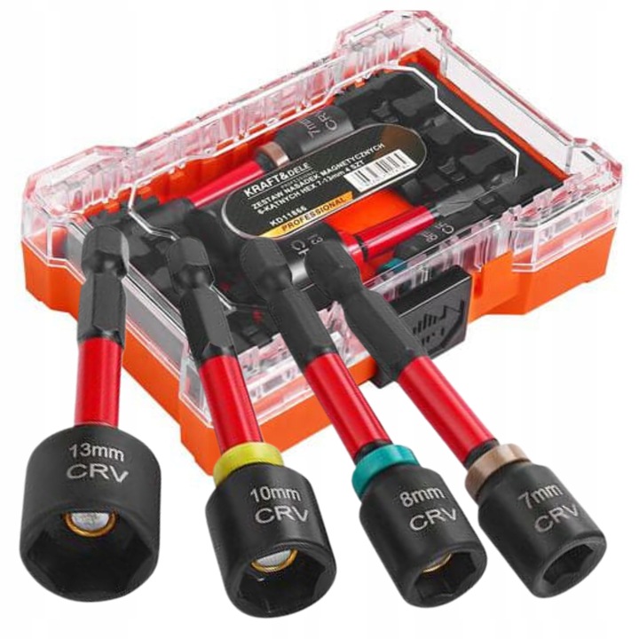 Zestaw nasadek magnetycznych do wkrętów walizka 4 sztuki UDAROWE