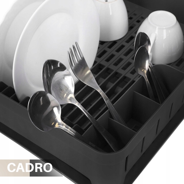 SUSZARKA DO NACZYŃ stojąca ociekacz naczynia talerze sztućce czarna