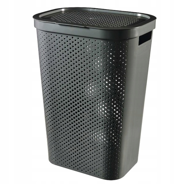 Kosz na pranie CURVER NFINITY RECYCLED Eko 60L grafitowy stylowy i