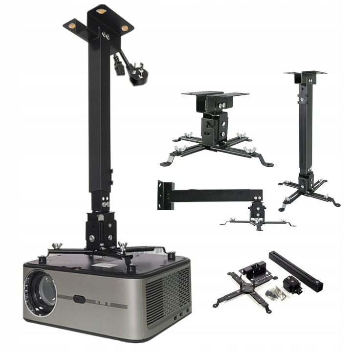 Wieszak Uchwyt do Projektora Rzutnika Czarny 4w1 Sufitowy Ścienny do